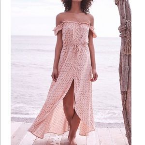 Auguste the label pink floral off the shoulder maxi dress